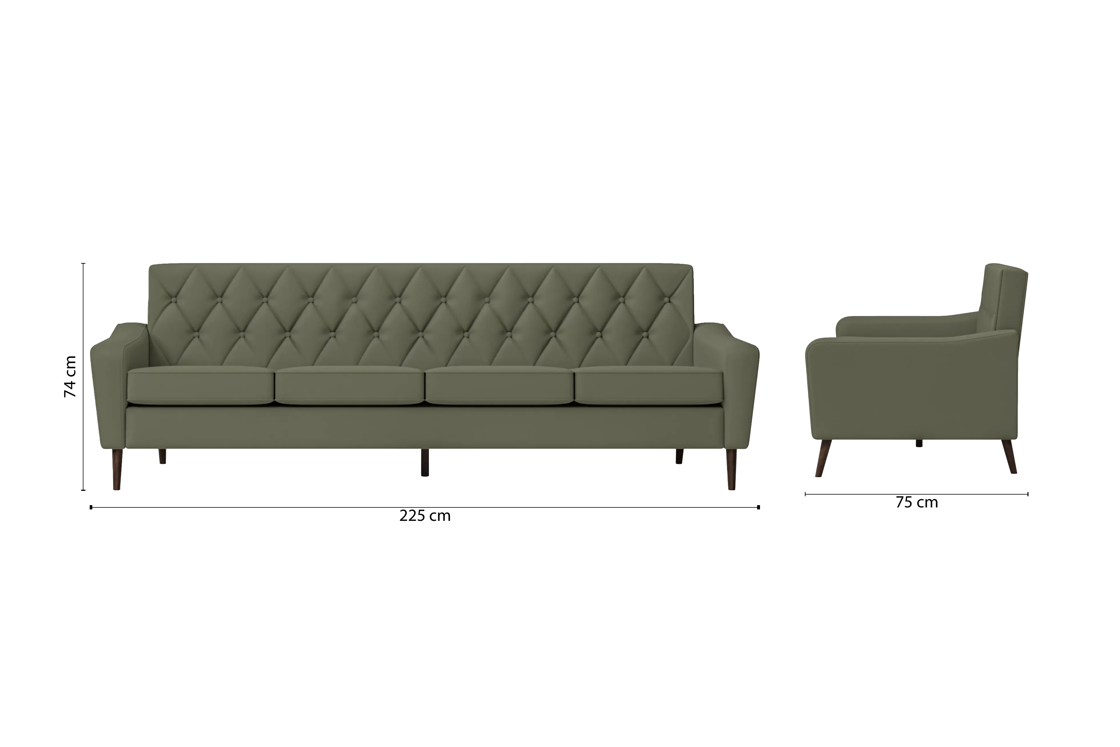 Carpi 4 Seater Sofa Sage Leather