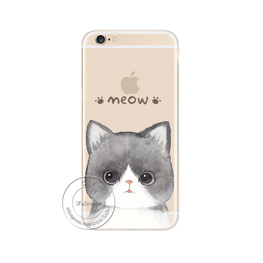 Cat Hard Plastic Case Cover For Apple iPhone 4 4S 5 5S 5C 6 6S 6 Plus 6SPlus SE