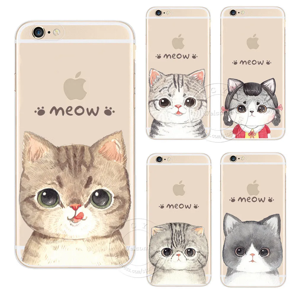 Cat Hard Plastic Case Cover For Apple iPhone 4 4S 5 5S 5C 6 6S 6 Plus 6SPlus SE