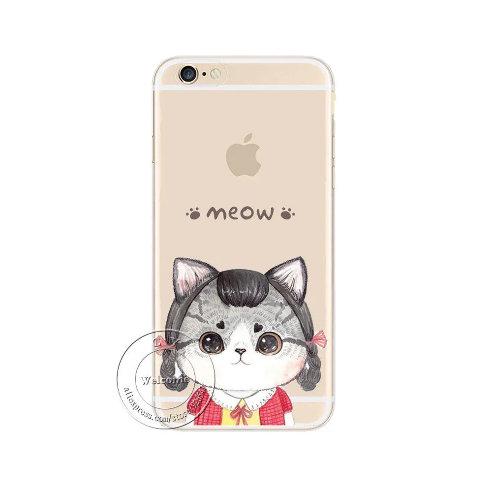 Cat Hard Plastic Case Cover For Apple iPhone 4 4S 5 5S 5C 6 6S 6 Plus 6SPlus SE