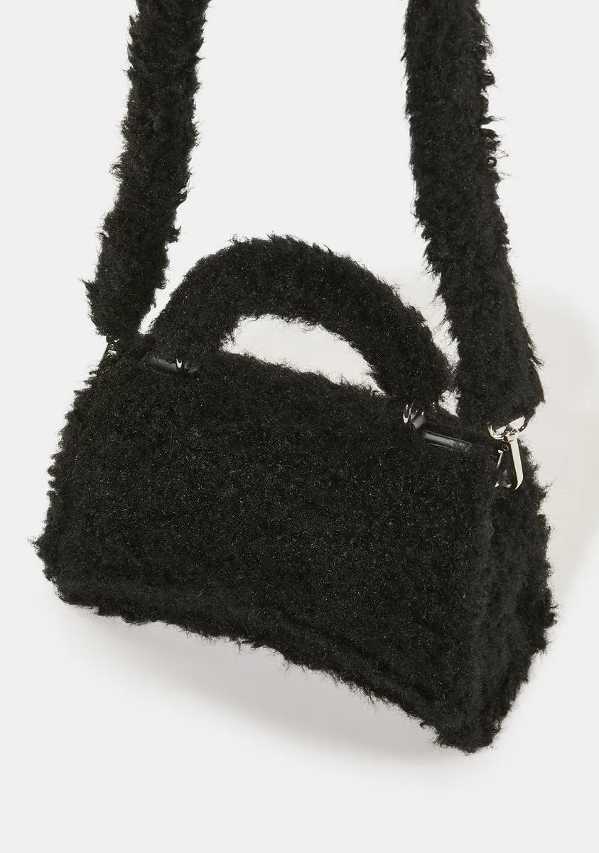 Central Black Teddy Shoulder Bag