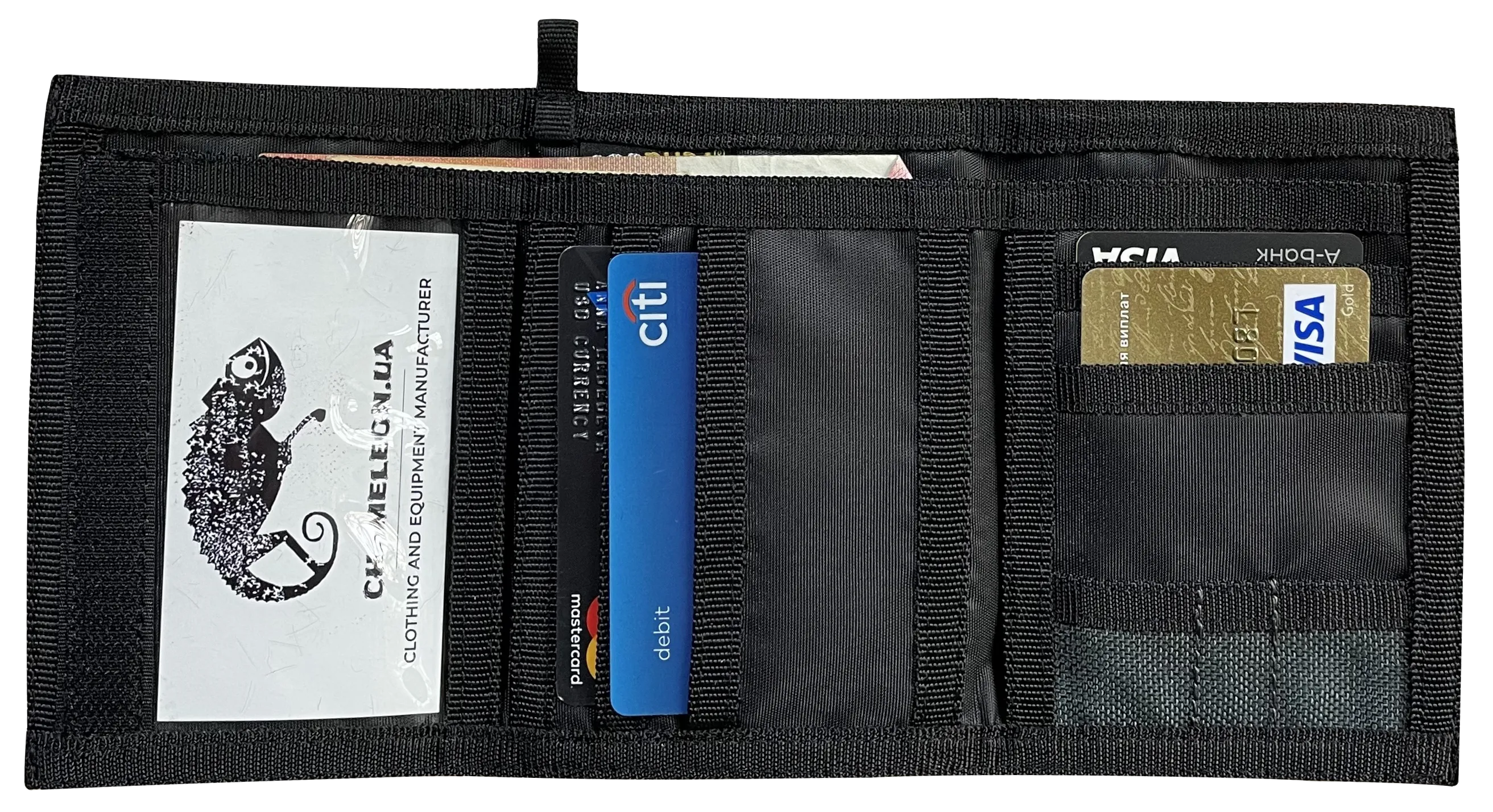 Chameleon Velcro Trifold Mens Wallet-Military Tactical Men Wallets- ID Card Holder - Canvas Thin Front Pocket Travel Wallet-Coin Zipper Pocket-Grey