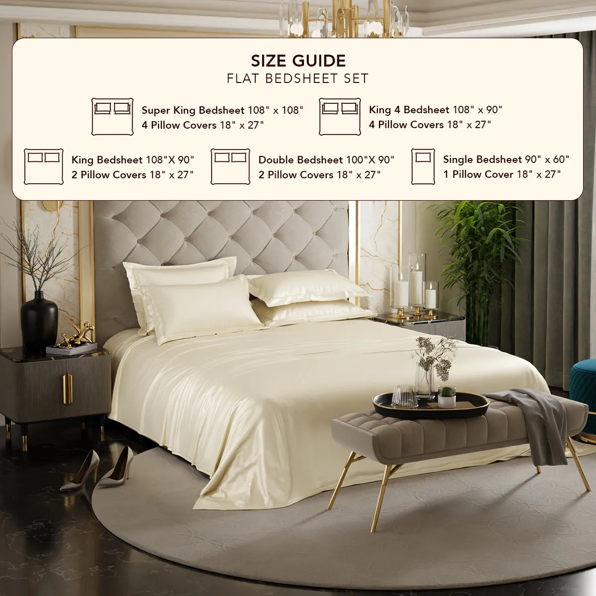 Charming Ivory Flat Bedsheet Set