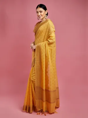 Charming Yellow Saree in Cotton Fabric