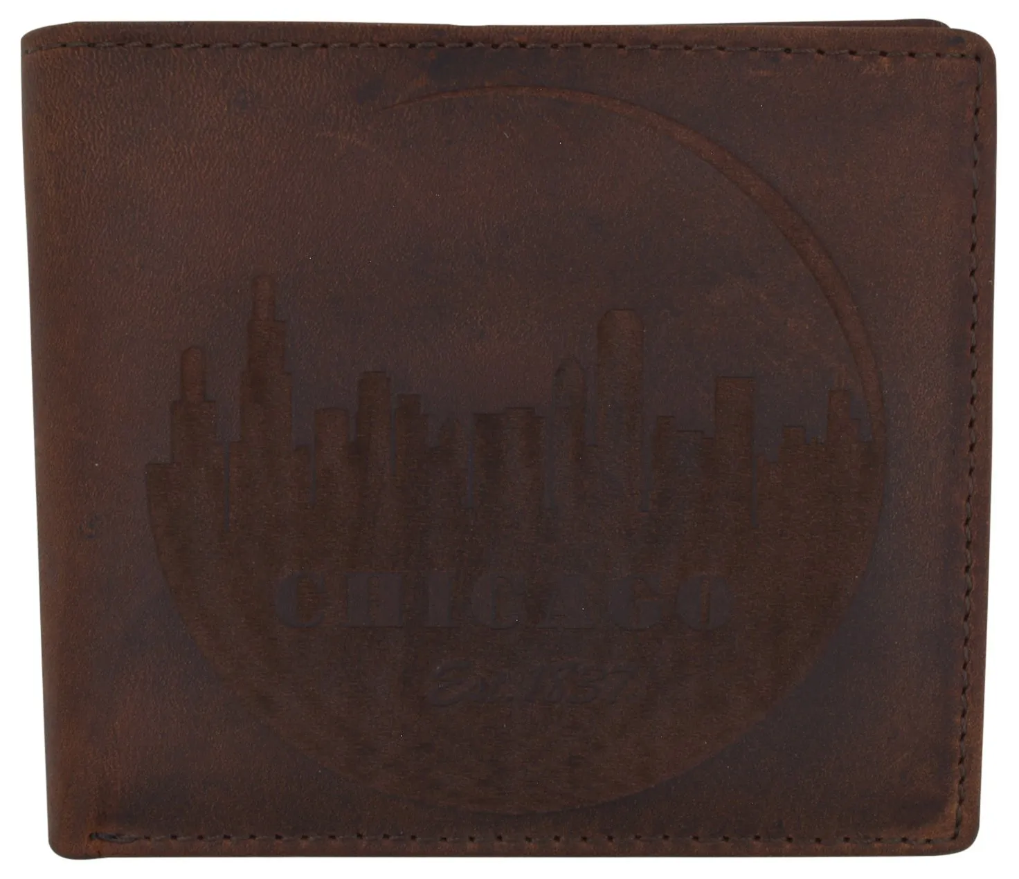 Chicago City Logo RFID Mens Leather Credit Card ID Bifold Wallet /53HTC Chicago