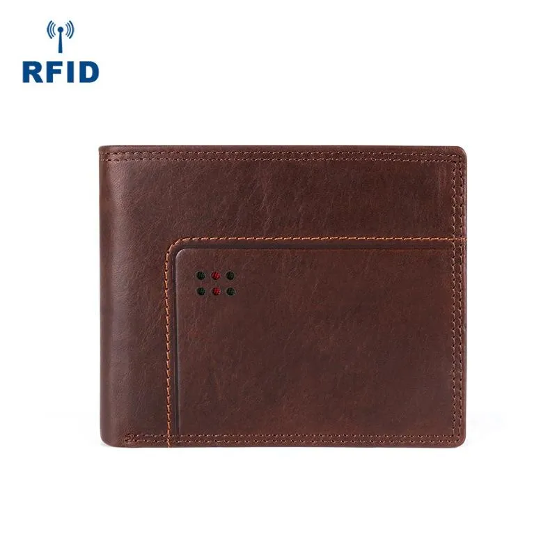 Chocolate Bifold Leather Mens Small Wallet billfold Wallet Driver's License Wallet for Men