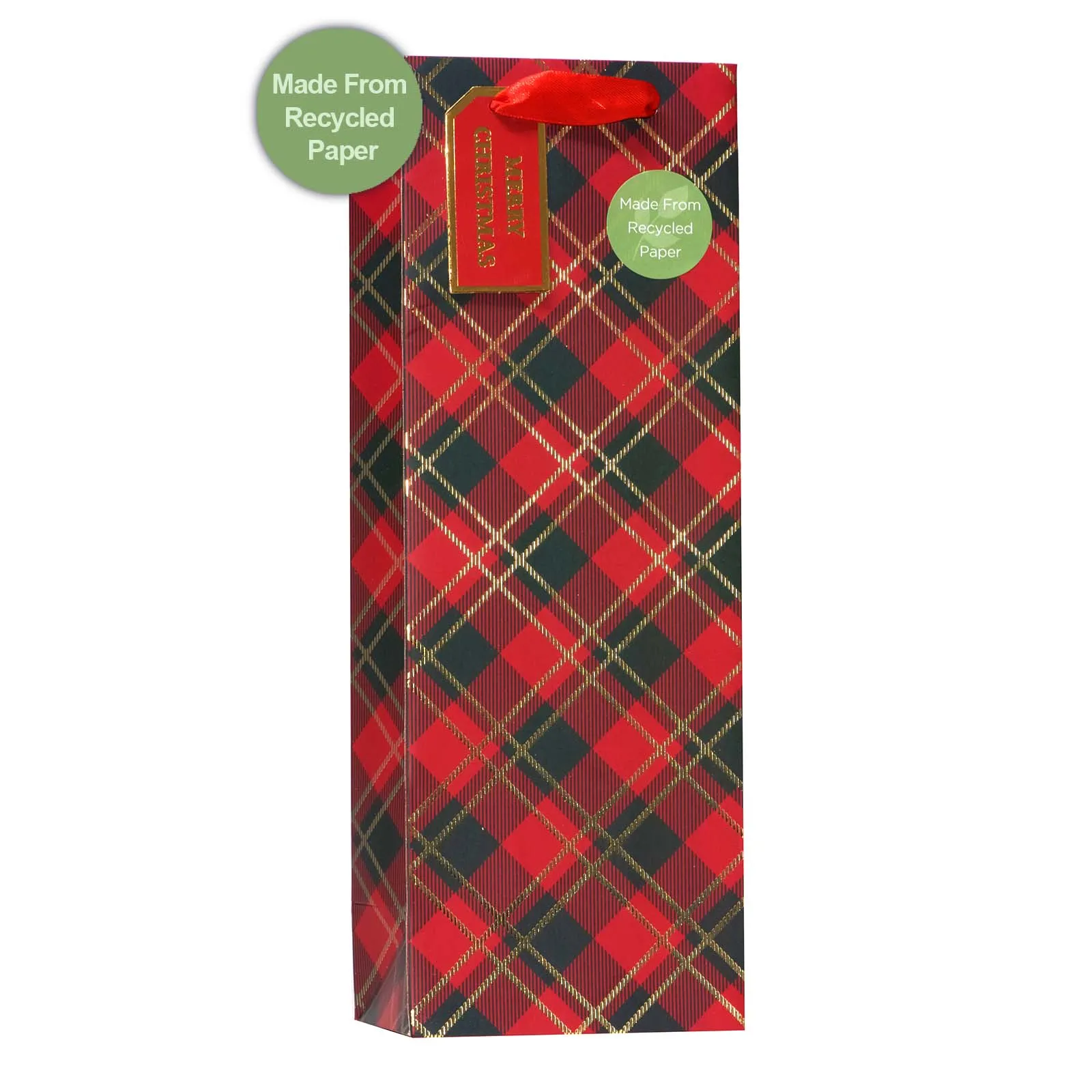 Christmas Tartan Bottle Bag