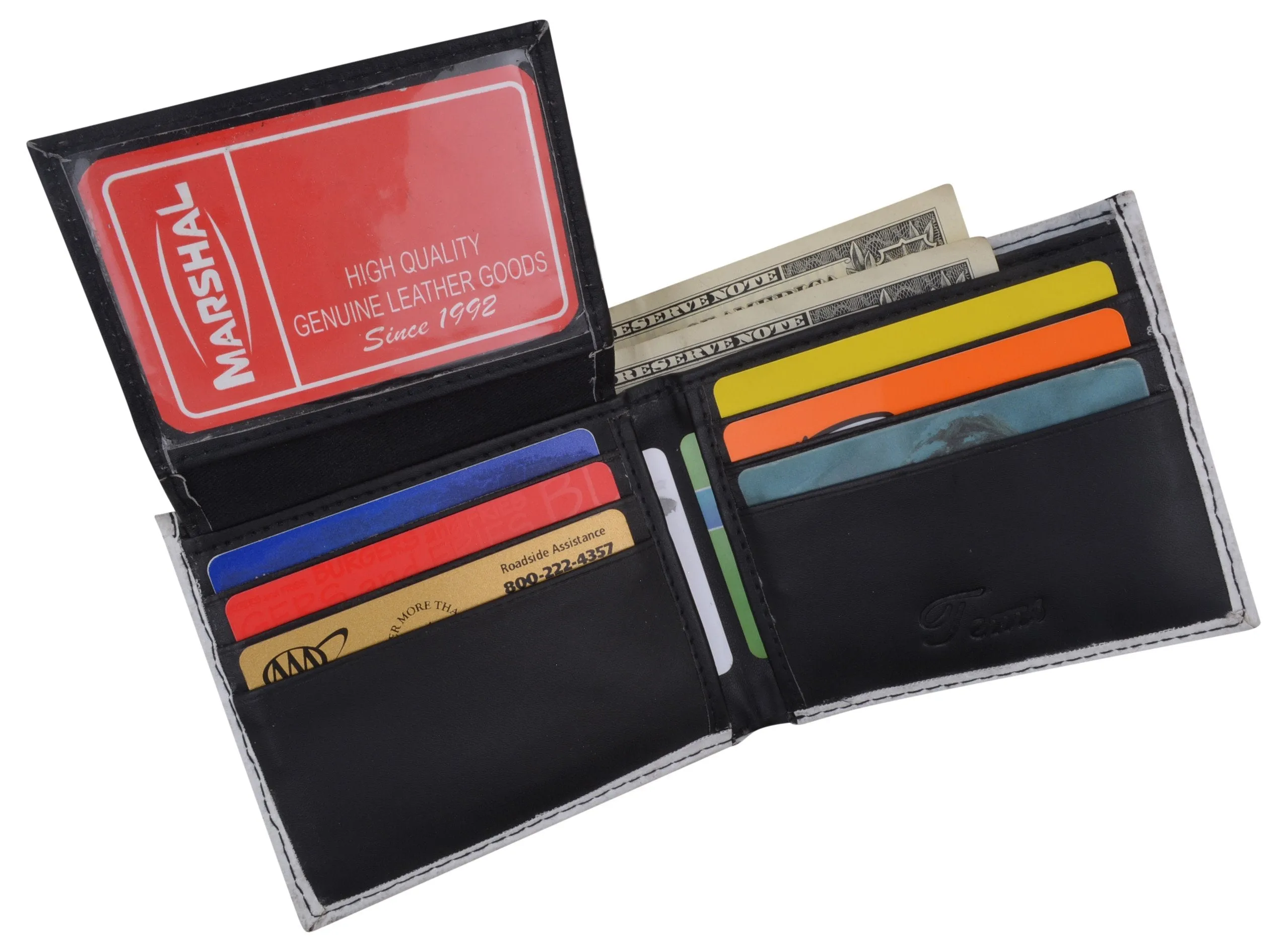 Classic $100 Bill Men's Genuine Leather Bifold Multi Card ID Center Flap Wallet 1246-20