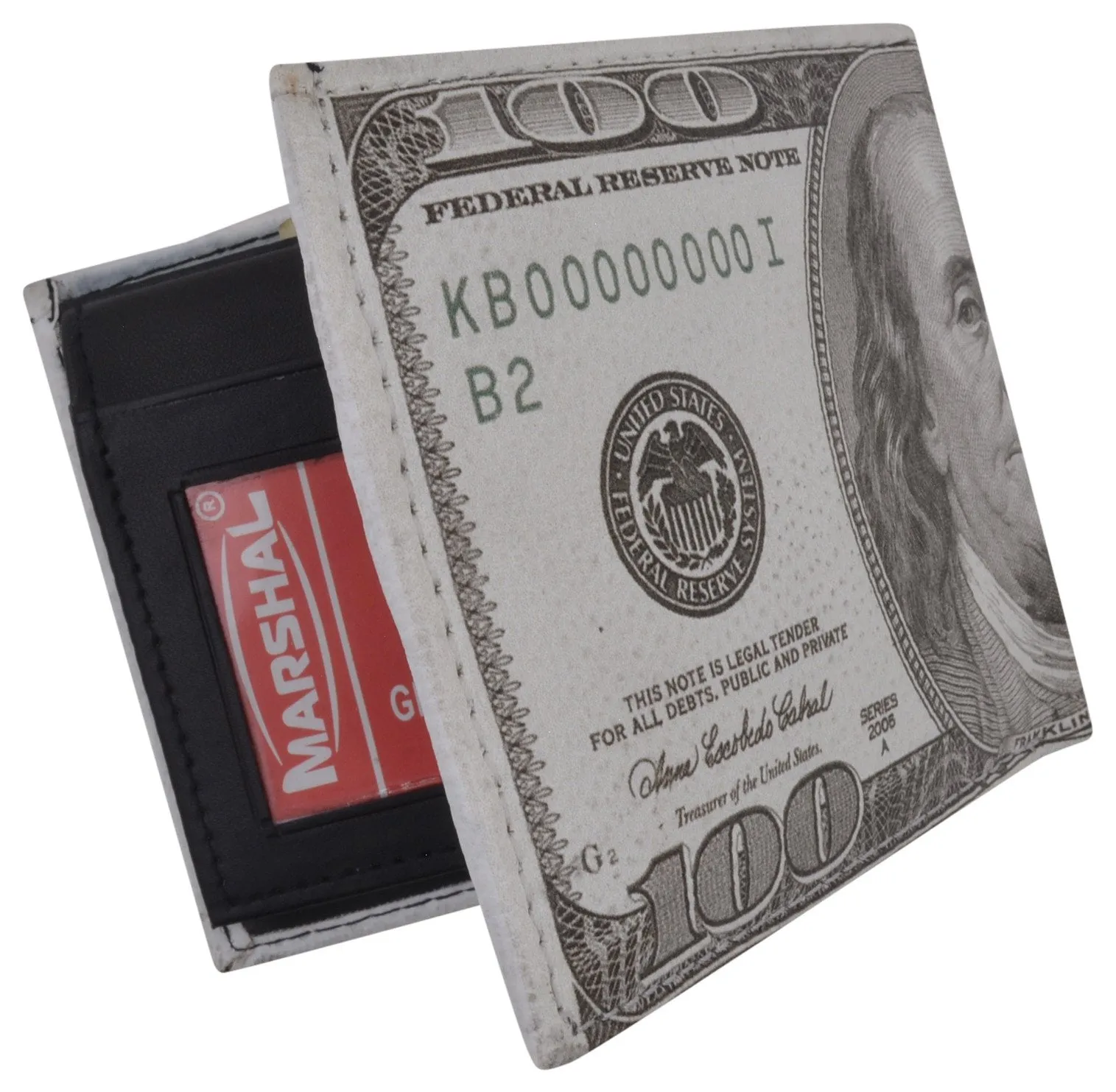 Classic $100 Bill Men's Genuine Leather Bifold Multi Card ID Center Flap Wallet 1246-20