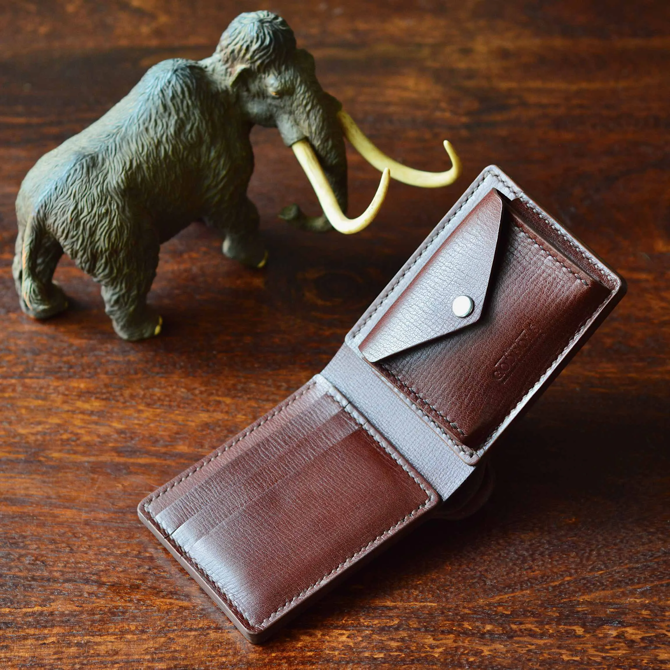 Coin Pocket Wallet No. 2 - Mahogany Textured Leather