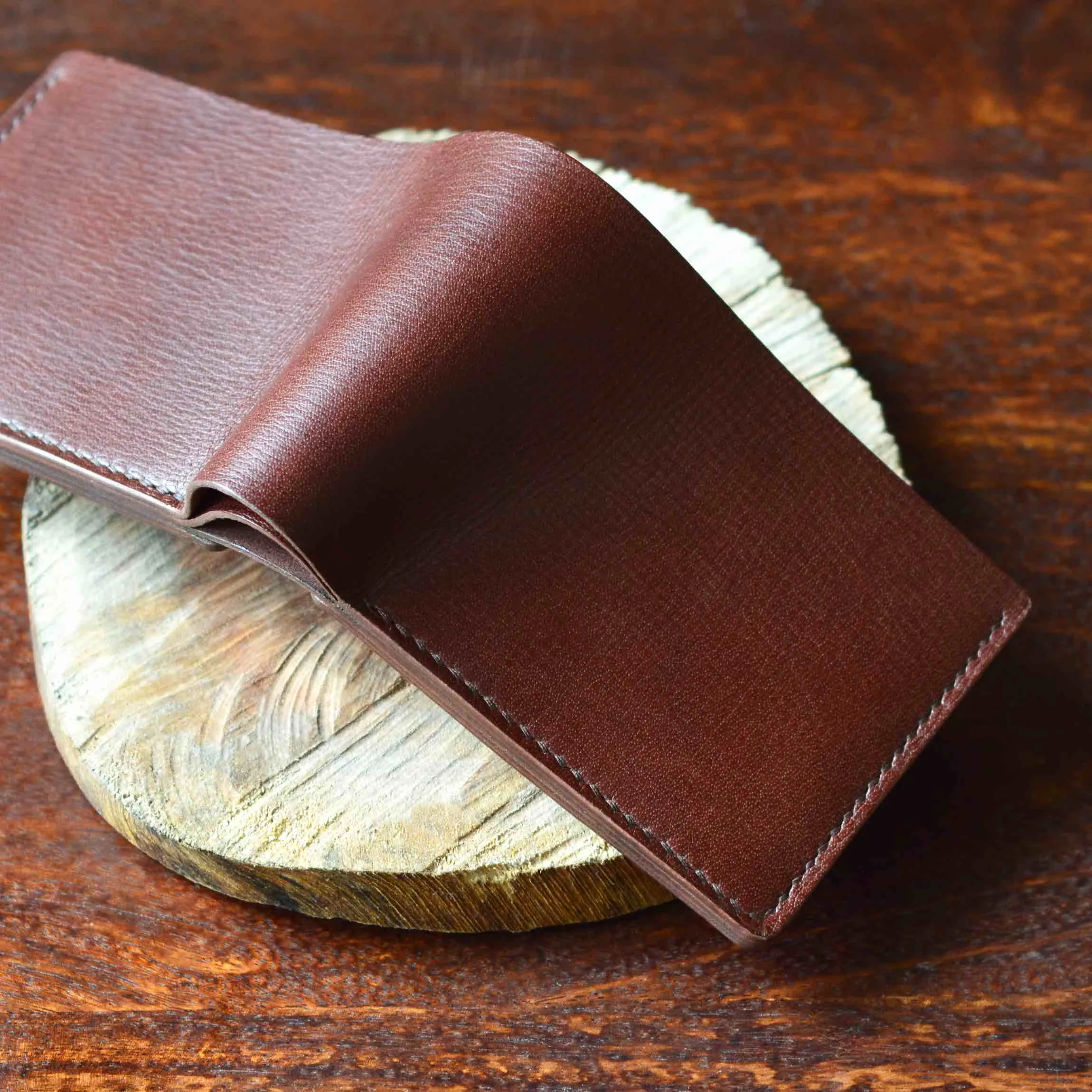 Coin Pocket Wallet No. 2 - Mahogany Textured Leather