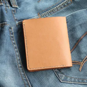 Cool Beige Leather Mens Vertical Small Wallet billfold Wallet Bifold Slim Wallet For Men