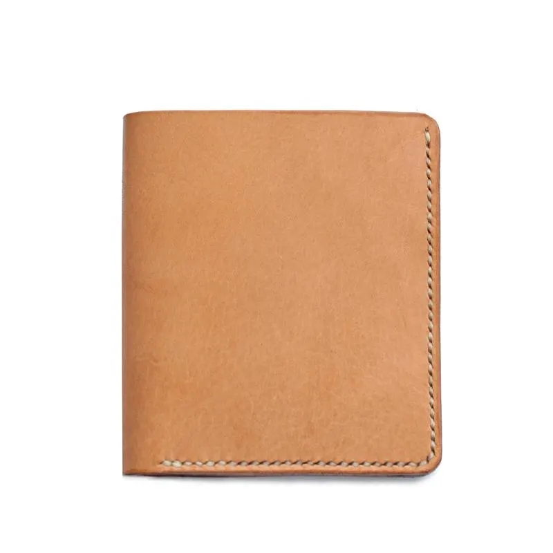 Cool Beige Leather Mens Vertical Small Wallet billfold Wallet Bifold Slim Wallet For Men