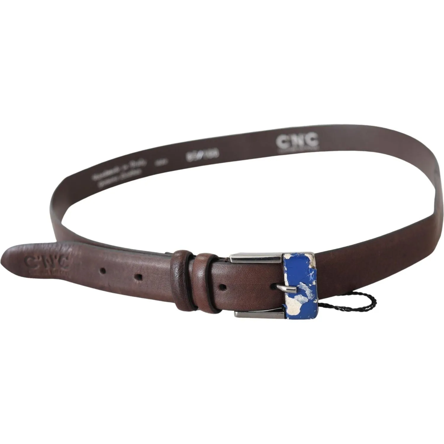 Costume National Elegant Brown Leather Classic Belt with Silver-Tone Buckle