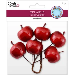 Craft Decor:  Mini Apple Picks Foam Glossy-Red Delicious, 3cm,  6pc