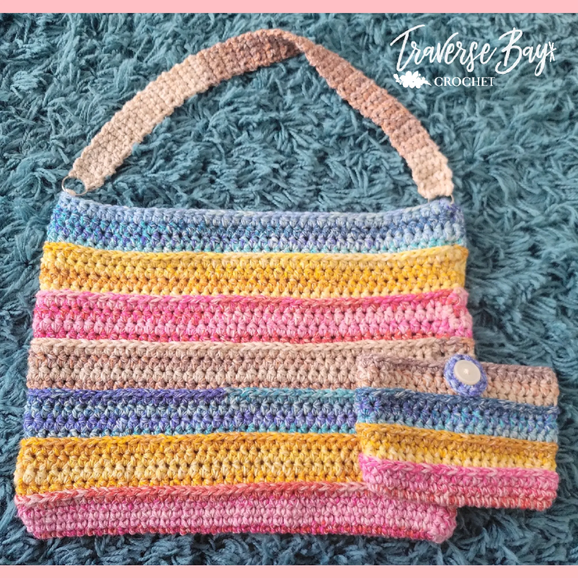 Crochet Sunny Day Striped Market Tote Bag Pattern