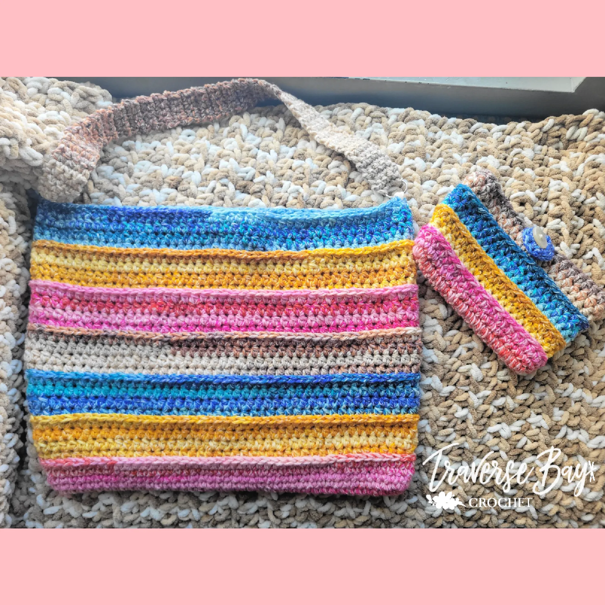 Crochet Sunny Day Striped Market Tote Bag Pattern