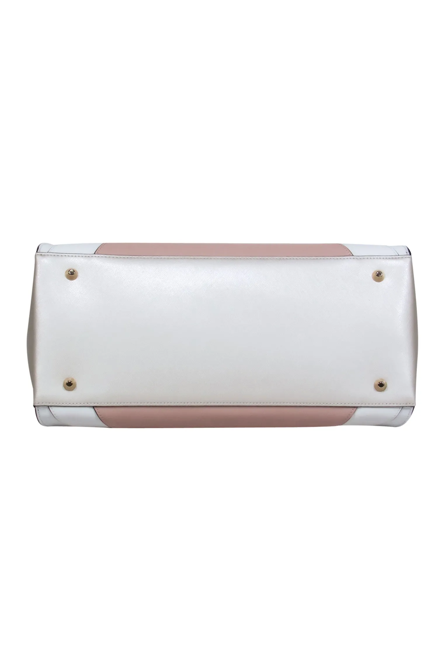 Cromia - Pink, White & Taupe Snap Clasp Convertible Satchel