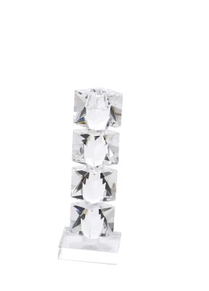 CRYSTAL SQUARE CANDLESTICK HOLDER 9.75"