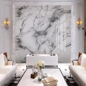 Custom Wallpaper Mural Jazz White Marble Effect (㎡)