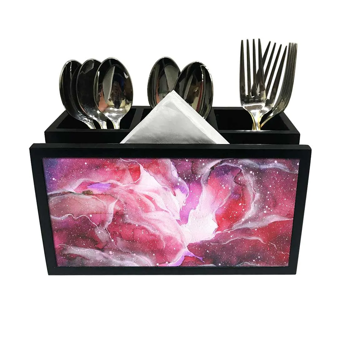 Cutlery Tissue Holder Napkin Stand -  Space Pink Watercolor