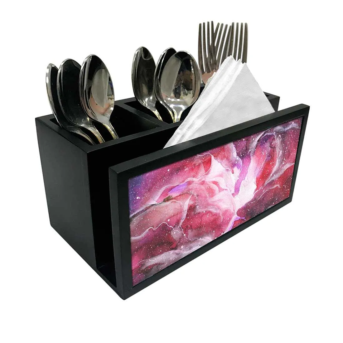 Cutlery Tissue Holder Napkin Stand -  Space Pink Watercolor