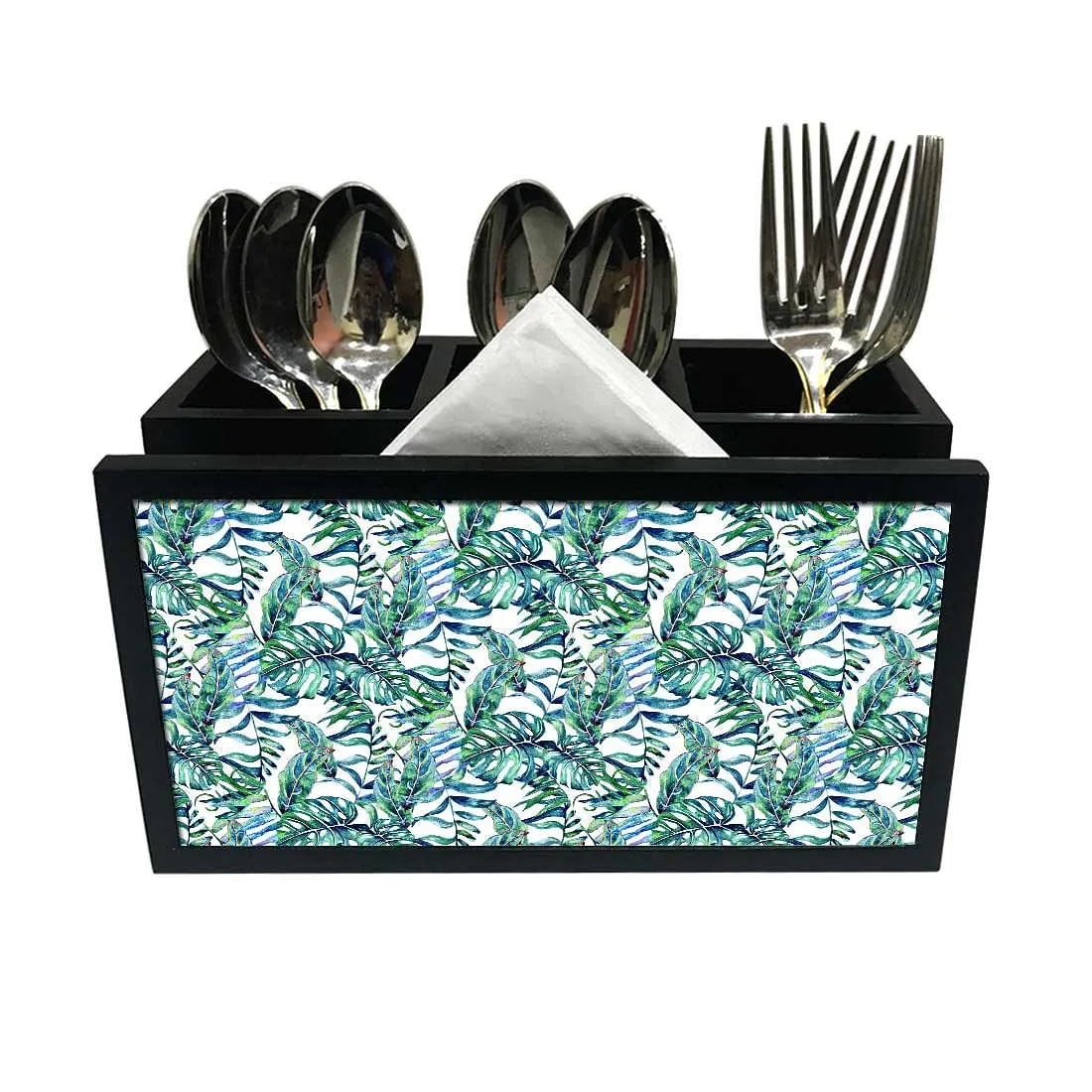 Cutlery Tissue Holder Napkin Stand -  Tropical Leaf