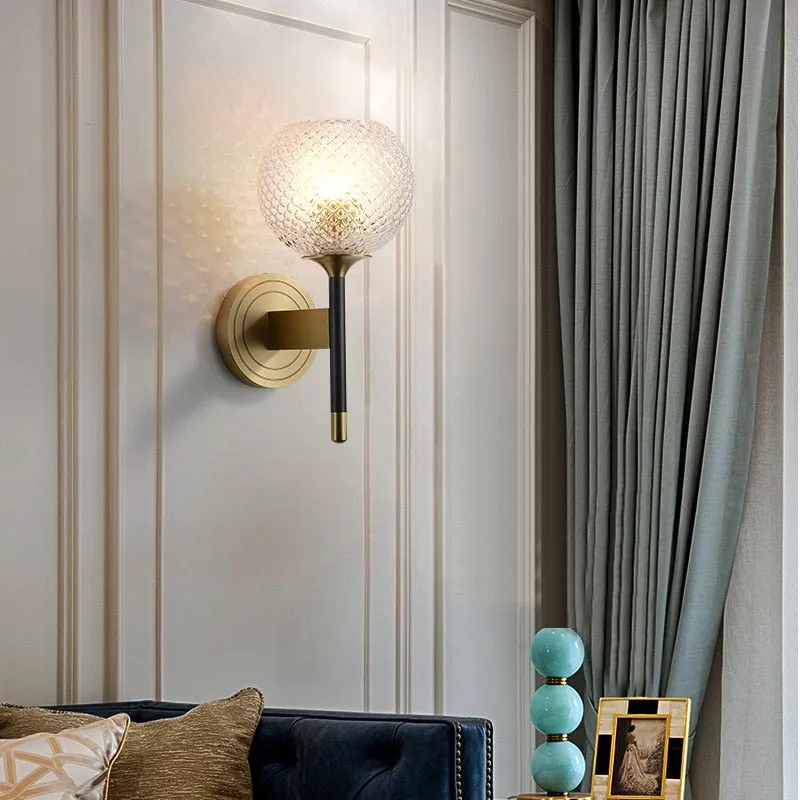 Design Luxury Copper Glass Wall Lamp Fashion Light Fixture