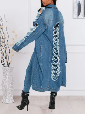 Distressed Charming Denim Coat