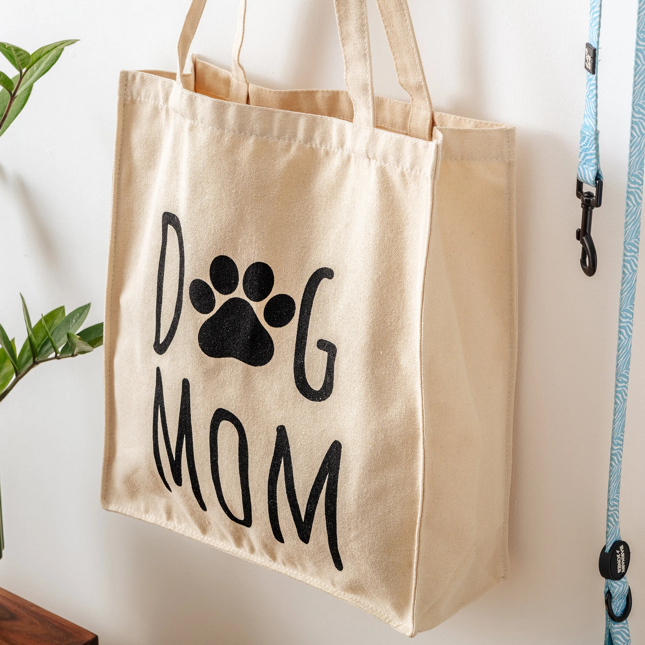 DOG MOM TOTE BAG - CREAM