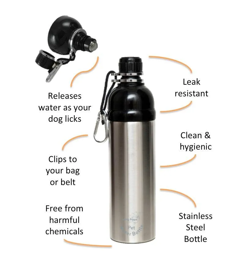 Dog Water Bottle, Lick 'n Flow, Black