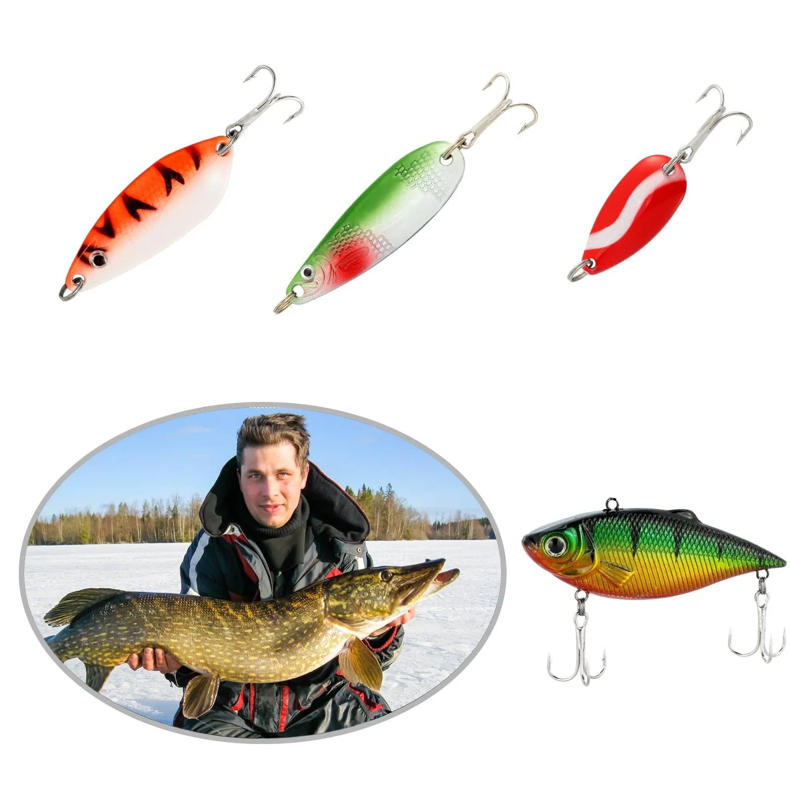 Dr.Fish 132pcs Ice Fishing Lures Kit