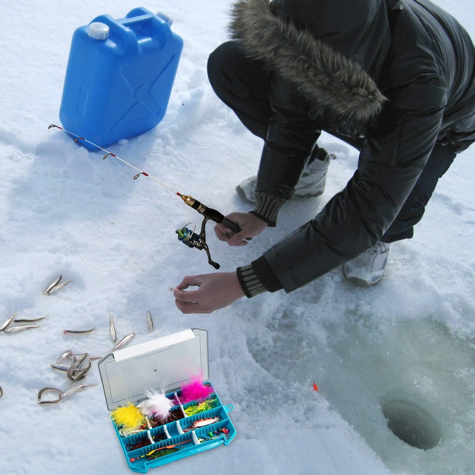 Dr.Fish 132pcs Ice Fishing Lures Kit