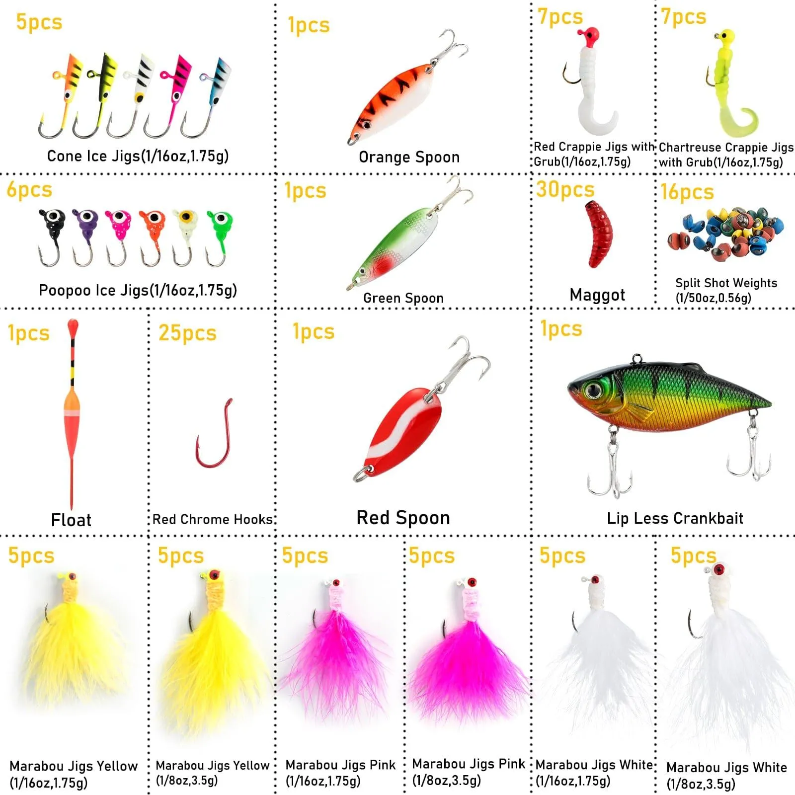 Dr.Fish 132pcs Ice Fishing Lures Kit