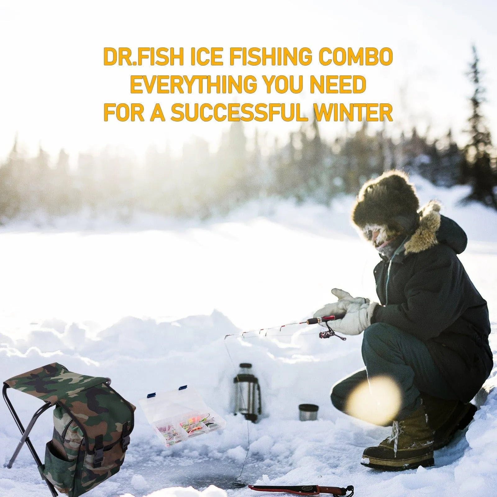 Dr.Fish 94pcs Ice Fishing Rod & Reel Combos