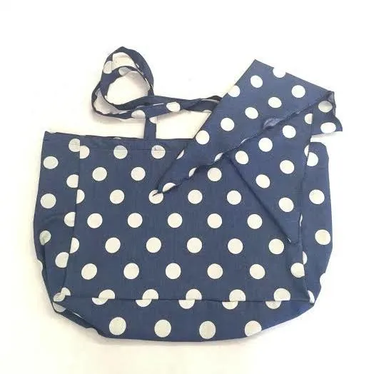 Eco Shopping Bag Large Denim Polka Dot