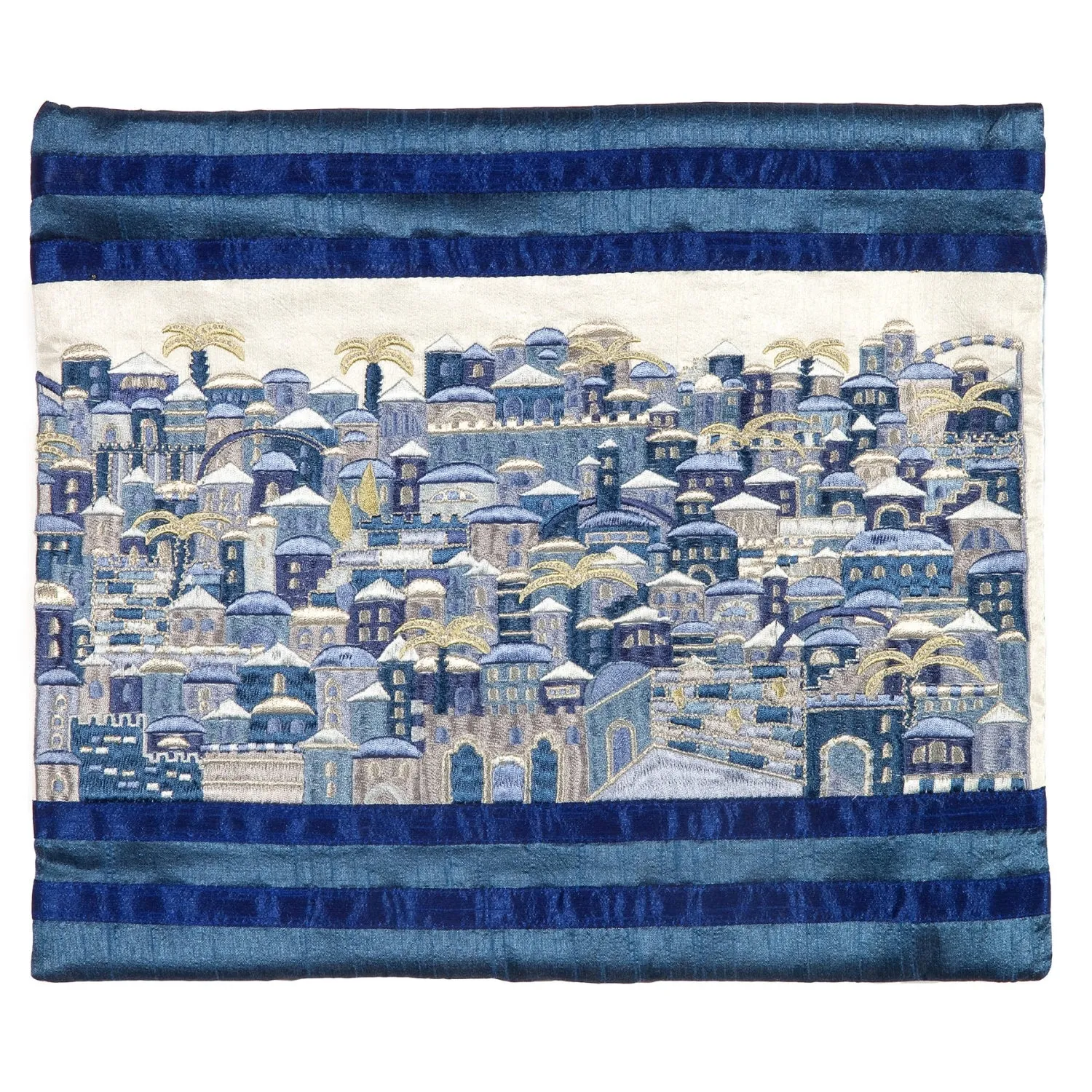 Embroidered Jerusalem Tallit Blue