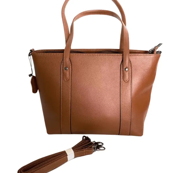 Emma Genuine Leather Large Tote with Crossbody Strap