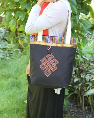 Eternal Knot Shopping Bag with Bhutanese Trim