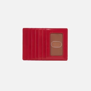 Euro Slide Card Case In Polished Leather - Hibiscus