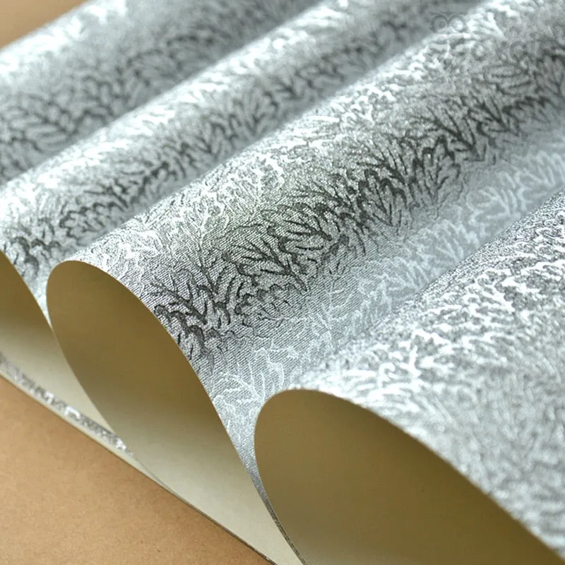 European Luxury Glitter Silver Gold Foil Wallpaper 2 Color Options (5.3 ㎡)