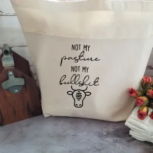 Farmhouse Heavy Cotton Canvas Tote | Large Funny Tote Bag with Pockets | Reusable Bag for Shopping, Beach. Books, or Overnight