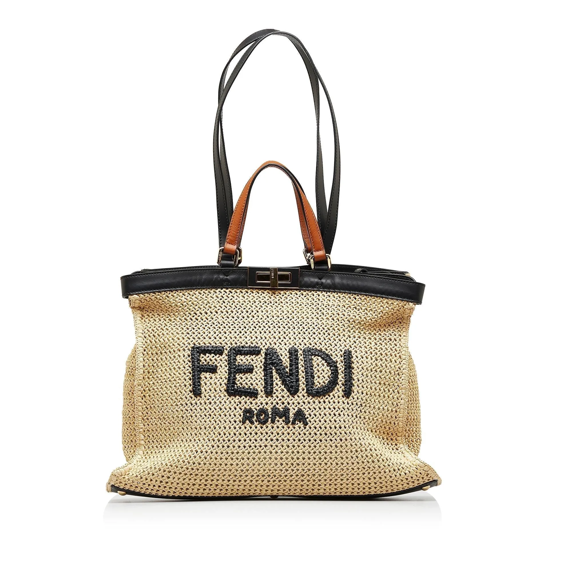 Fendi Medium Raffia Peekaboo X-Tote (SHG-XeawZy)