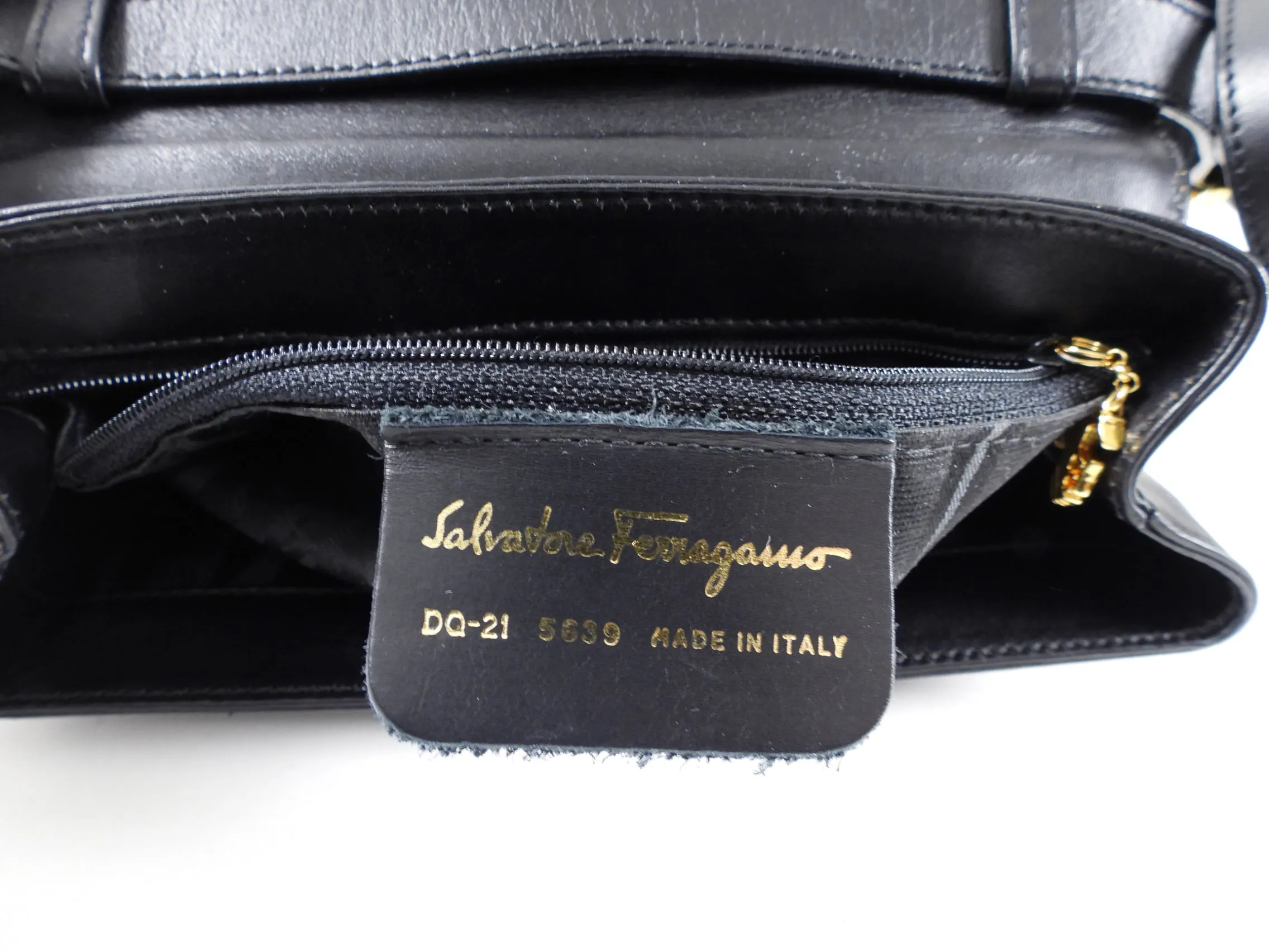 Ferragamo Small Black and Gold Stud Vintage Bag