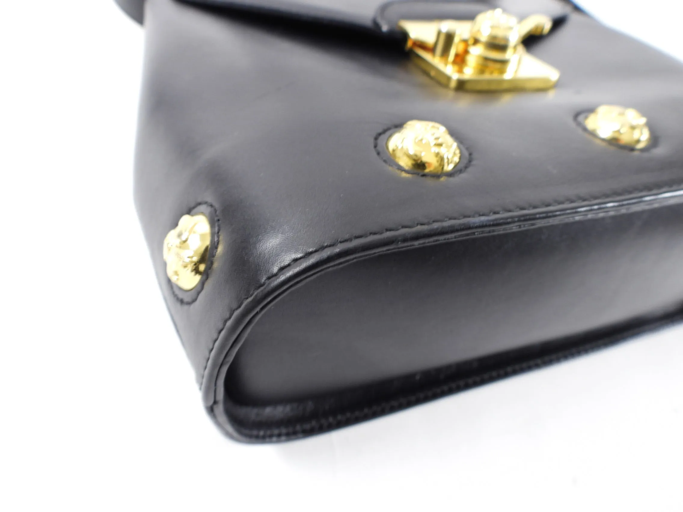 Ferragamo Small Black and Gold Stud Vintage Bag