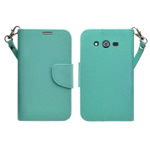 Galaxy Avant/G386T Wallet Case, Wrist Strap Magnetic Flip Fold[Kickstand] Pu Leather Wallet Case with ID & Credit Card Slot - Teal