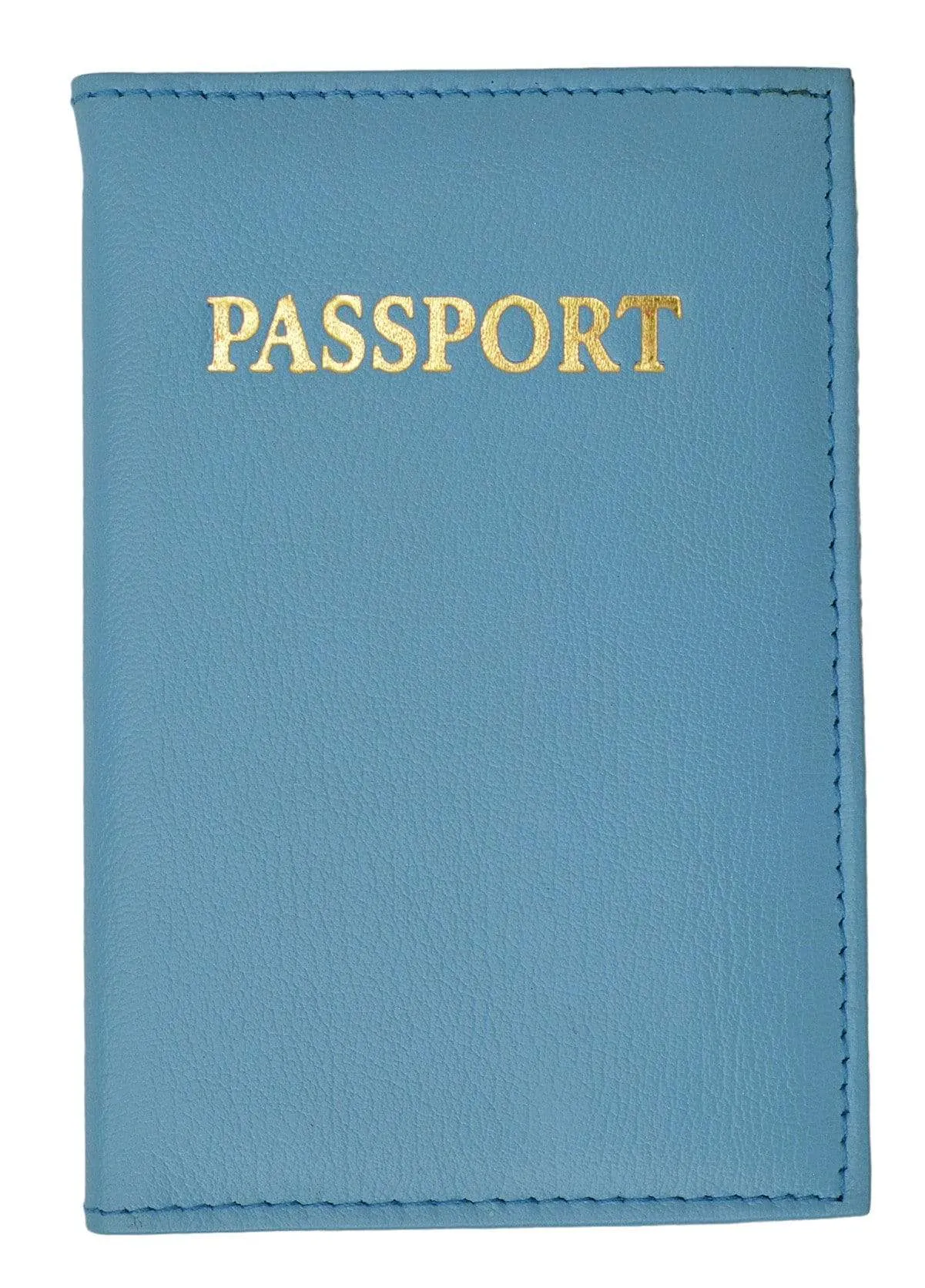 Genuine Leather Passport Cover Holder Wallet Case Travel Gold Embossed 601 CF (C)