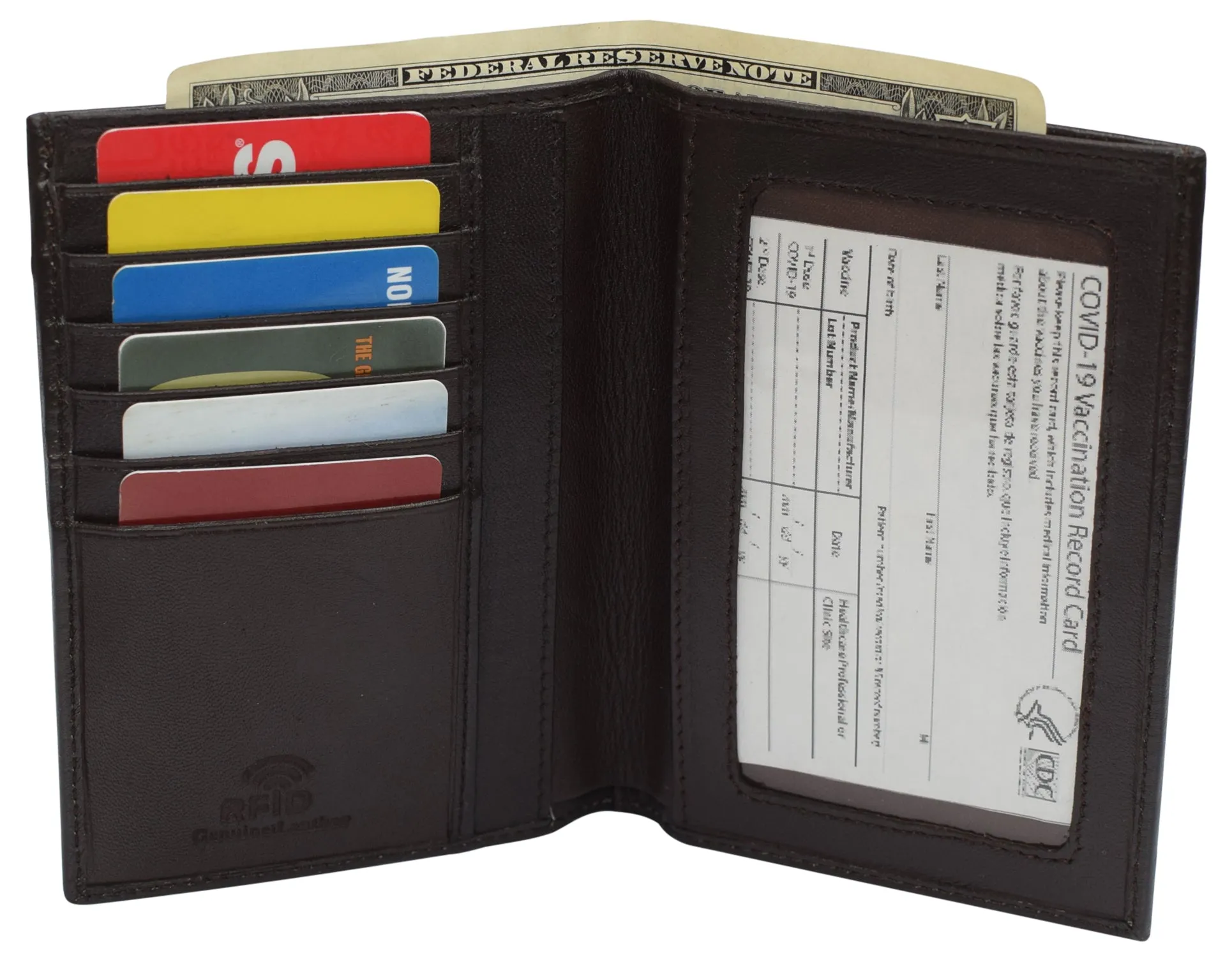 Genuine Leather Vaccination Passport Holder Cover Wallet RFID Blocking Vaccine Card Holder Passport Wallet