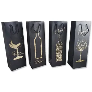 Gold Finish Bottle Gift Bag - 12cm x 36cm x 9cm