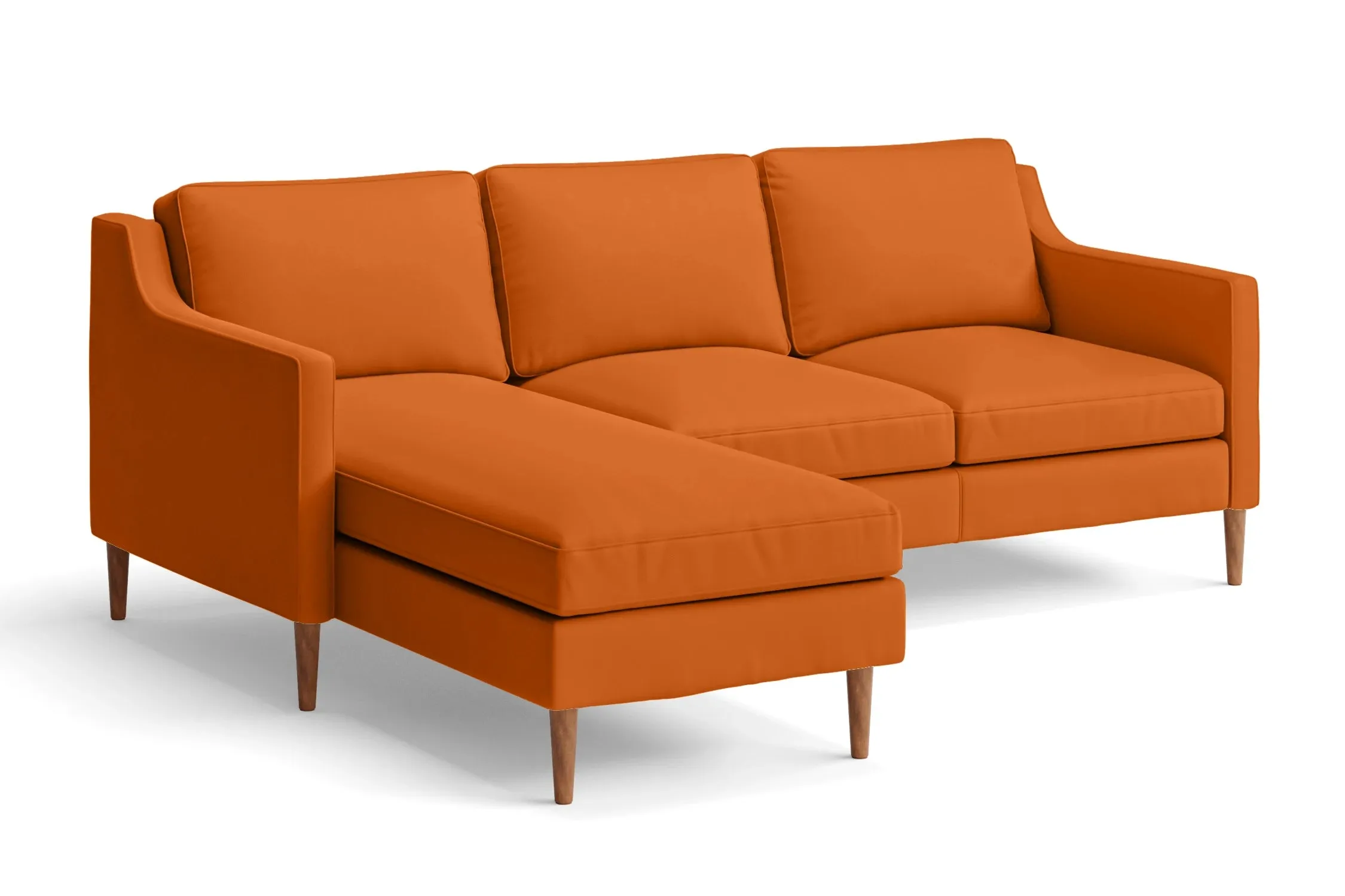 Greco 3 Seater Left Hand Facing Chaise Lounge Corner Sofa Orange Leather